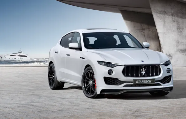 Picture sea, white, Maserati, wave, grille, front, pierce, concrete, drives, radiator, view, Design, Maserati, the front, …