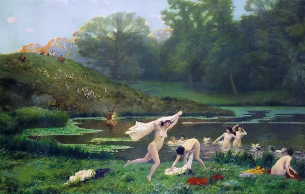 Picture erotic, picture, mythology, Jean-Leon Gerome, Diana and Actaeon
