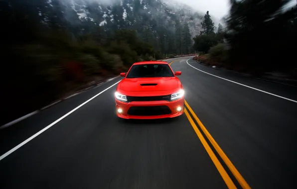 Picture road, photographer, Dodge, red, Charger, Larry Chen, R/T Scat Pack