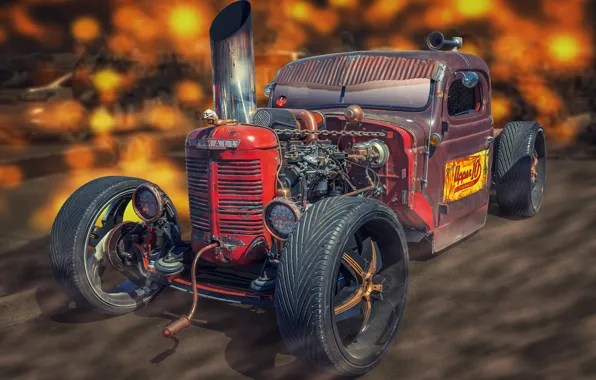 Picture design, background, Tractor Car, FarmAll Rat Rod