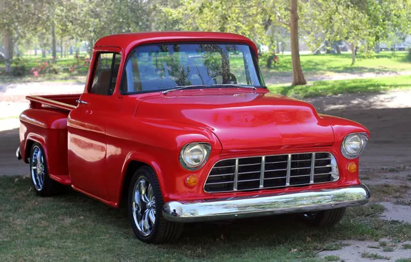 Picture Chevrolet, Red, Pickup, 1955