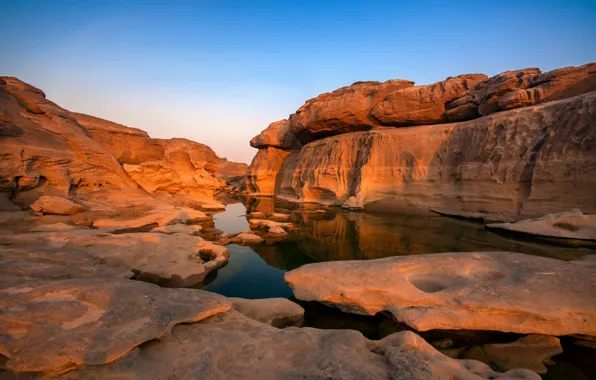 Picture sunset, river, stones, rocks, Thailand, river, nature, stone, sunset, park, beautiful, grand canyon, Sampanbok
