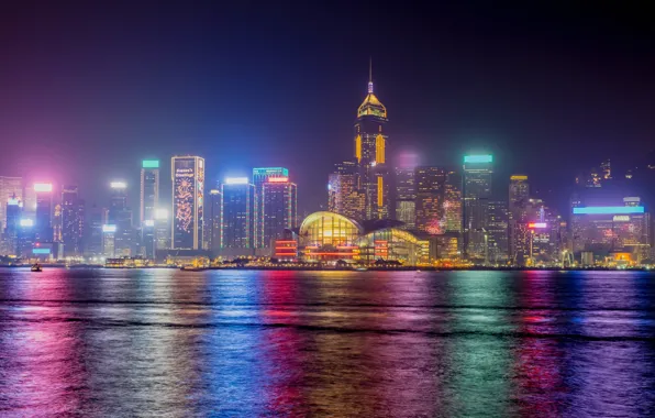 Picture Home, Hong Kong, Night, The city, China, Coast