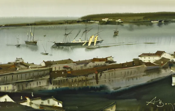 Picture ships, panorama, marine city, Sevastopol., Arusha Vozmus