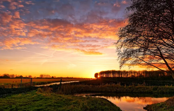 Picture sunset, Netherlands, Holland, Hauwert