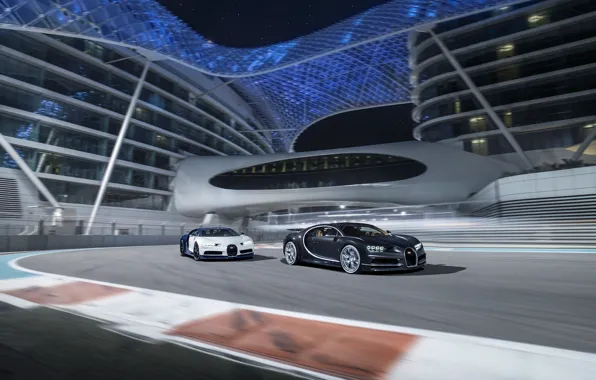 Picture Bugatti, Black, White, Abu Dhabi, UAE, VAG, Yas Marina Circuit, Chiron, F1 Track