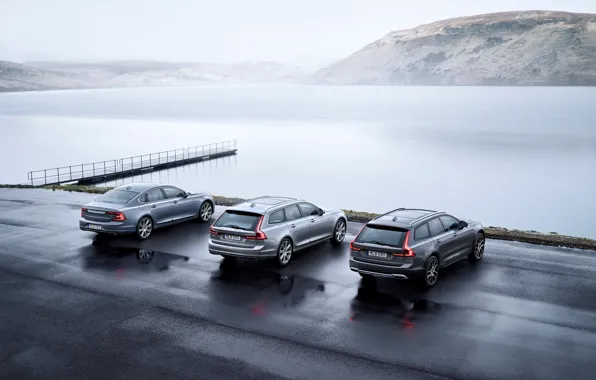 Picture Volvo, Sedan, Car, Silver, Cross Country, Universal, 2017, S90, V90
