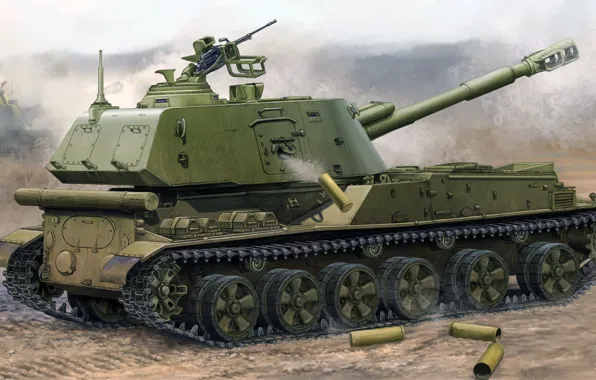 Picture figure, SAU, 2S3, Acacia, Soviet 152-mm divisional self-propelled howitzer
