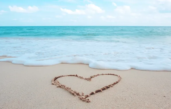 Picture sand, sea, wave, beach, summer, love, heart, summer, love, beach, sea, heart, romantic, sand