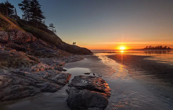 Picture sunset, shore, tide