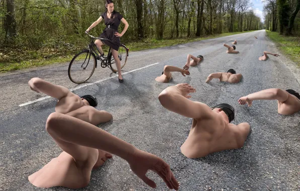 Picture road, bike, swimmers