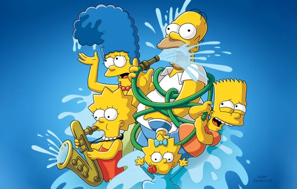 Picture Water, The simpsons, Figure, Homer, Maggie, Maggie, Simpsons, Bart, Art, Lisa, Cartoon, The Simpsons, Marge, …