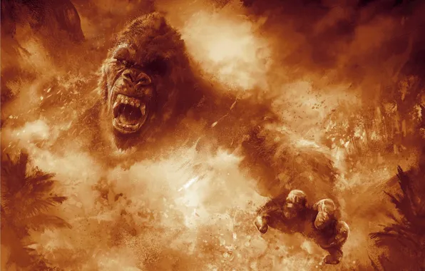 Picture cinema, fire, flame, movie, animal, gorilla, fang, film, angry, strong, fury, spark, Kong: Skull Island, …