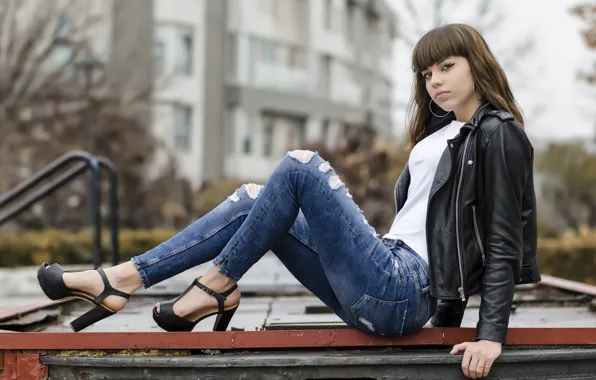 Picture look, girl, model, hair, jeans, jacket, Anna Maria