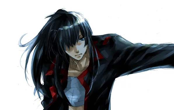Picture costume, white background, guy, long hair, bangs, Yu In The Blood, D Gray-man