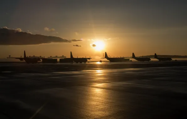 Picture sunset, airport, aircraft