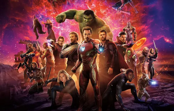 Picture Scarlett Johansson, Infinity, Vision, Hulk, Nebula, Iron Man, War, Falcon, 2018, Captain America, Vin Diesel, …