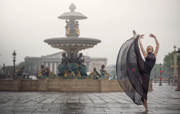 Picture mood, France, Paris, dance, fountain, ballerina, Johanna Lorand Guilbert