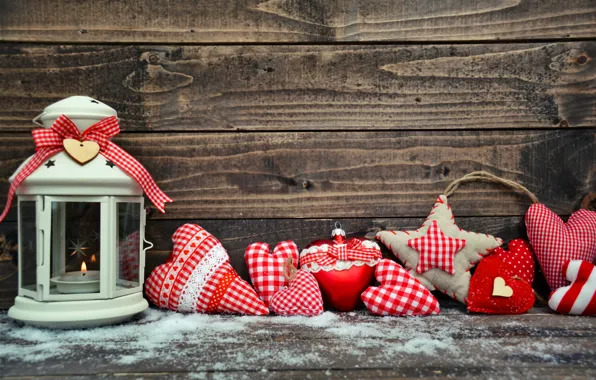 Picture snow, New Year, Christmas, lantern, heart, wood, merry christmas, decoration, xmas