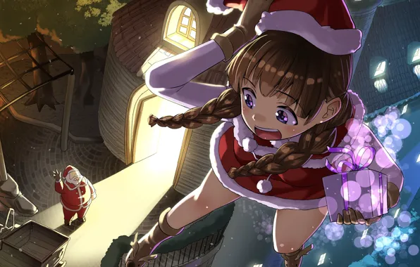 Wallpaper New Year Christmas Anime Art Santa Claus Oto The Rekomart Images For Desktop Section Art Download