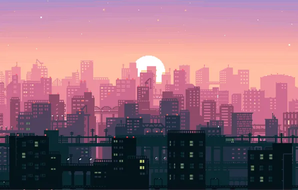 Picture Sunset, The sun, Music, The city, Pixels, Synthpop, 8Bit, Darkwave, Synth, Retrowave, Synthwave, Synth pop, …