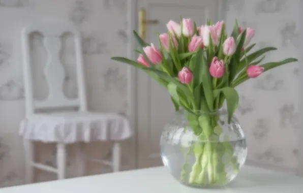 Picture bouquet, tulips, vase