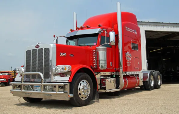 Picture Red, Peterbilt, Hrome, 389