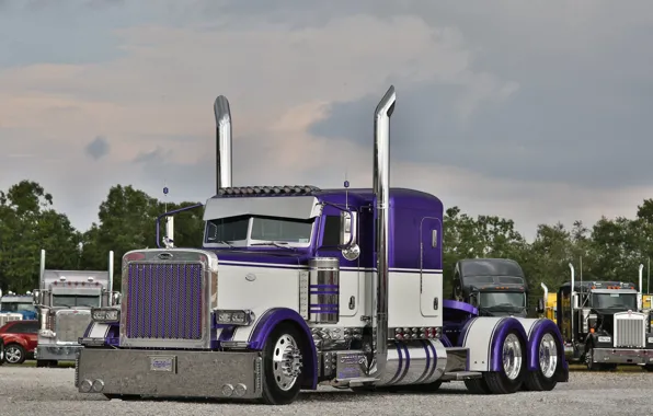 Picture Purple, Truck, Custom, Peterbilt, Hrome