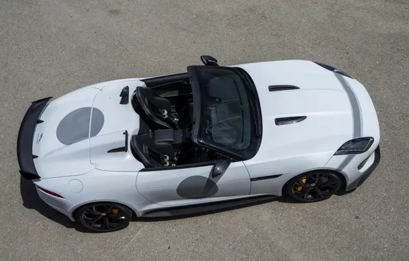 Picture white, Jaguar, arc, the hood, top, salon, wing, V8, hump, 575 HP, 5.0 L., F-Type …