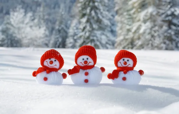 Picture New Year, Christmas, snowmen, winter, snow, merry christmas, snowman