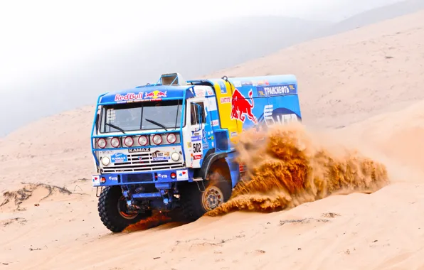 Picture Sand, Blue, Sport, Race, Master, Russia, Dakar, Rally, KAMAZ, Master, Duck