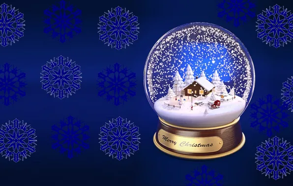 Picture snowflakes, holiday, gift, new year, minimalism, art, snow globe