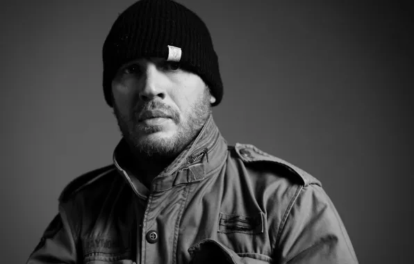 Picture background, hat, portrait, jacket, actor, black and white, Tom Hardy, Tom Hardy, Esquire, Greg Williams
