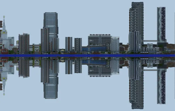 Picture the city, reflection, home, skyscrapers, horizon, multi monitors, multi-monitor, 3840x1080