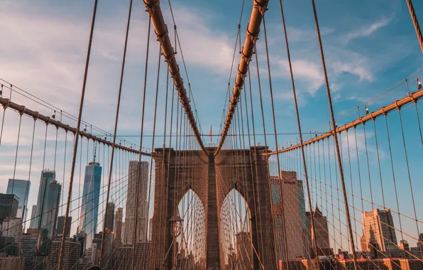 Picture bridge, city, the city, movement, city, street, New York, USA, USA, Brooklyn bridge, bridge, New …