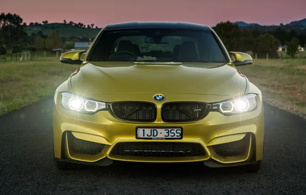 Picture lights, the evening, sports car, BMW M4, BMW M3 F80