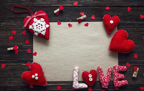 Picture love, heart, hearts, red, love, heart, wood, romantic, Valentine's Day, decoration
