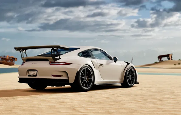 Picture sand, white, sports car, Porsche 911 GT3 RS