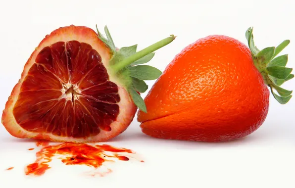 Picture rendering, orange, strawberry, berry, juice, fruit, hybrid, slice