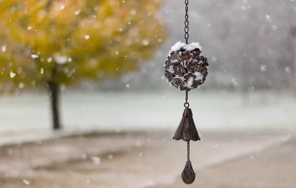Picture snow, nature, bell, bokeh