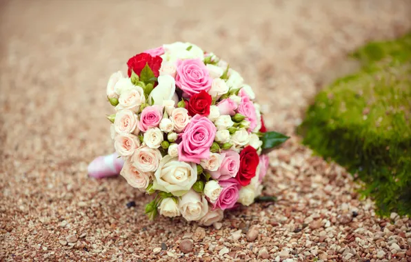 Picture flowers, roses, bouquet, pink, white, pink, flowers, bouquet, roses, wedding, wedding