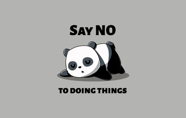 Picture minimalism, sleeping, humor, simple background, Panda, say no