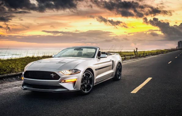 Picture sunset, Ford, California, Convertible, Mustang GT, 2019