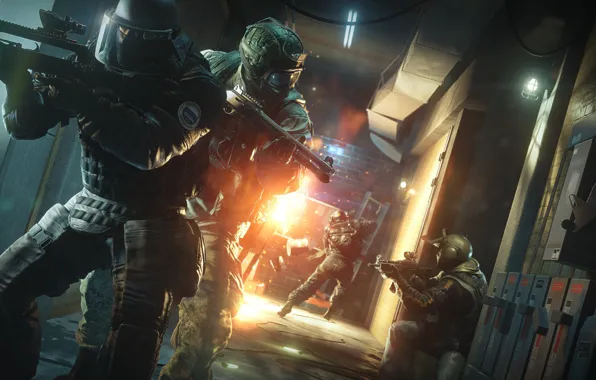 Picture explosion, fire, flame, game, soldier, weapon, Rainbow Six, man, shotgun, shot, Tom Clancy's, pearls, spark, …