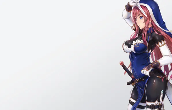 Picture girl, weapons, sword, anime, art, hood, tori, puru0083