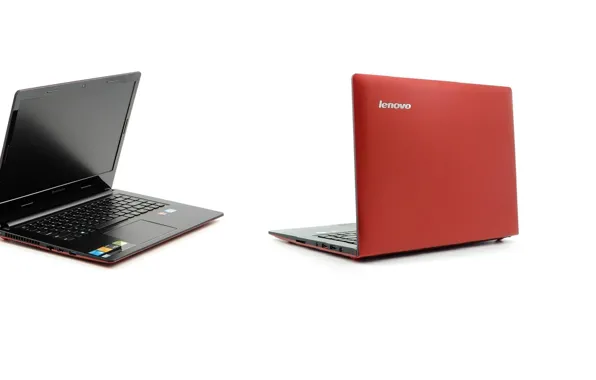 Picture red, black, white background, laptops, Lenovo