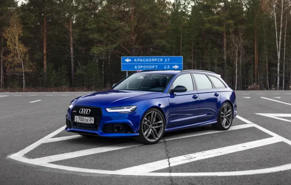 Picture Audi, Russia, Blue, Before, Forest, RS6, Asphalt