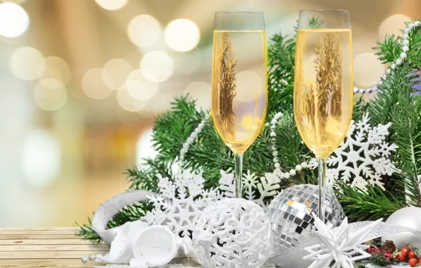 Picture tree, New Year, glasses, Christmas, new year, happy, decoration, champagne