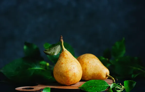 Picture background, foliage, Board, fruit, pear