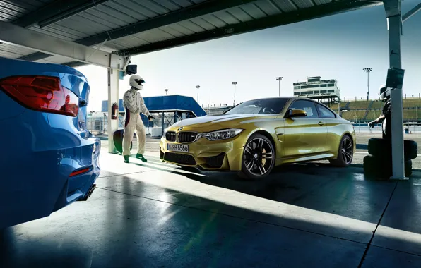Picture bmw, yellow, blue, track